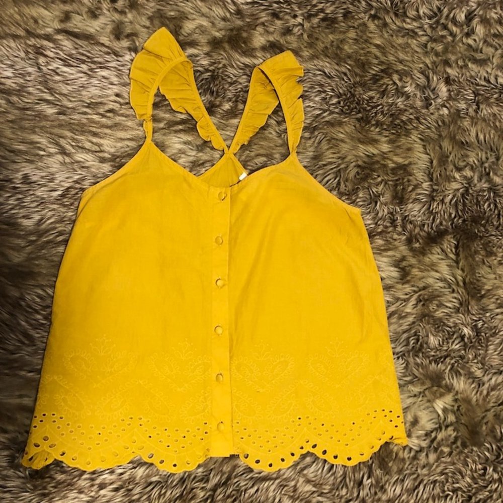 Mustard Yellow Embroidered Tank
